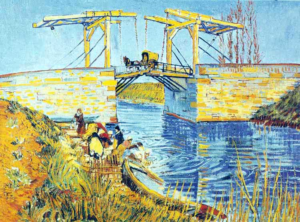 Pintura 'Ponte de Langois com alvadeiras' de Vincent Van Gogh
